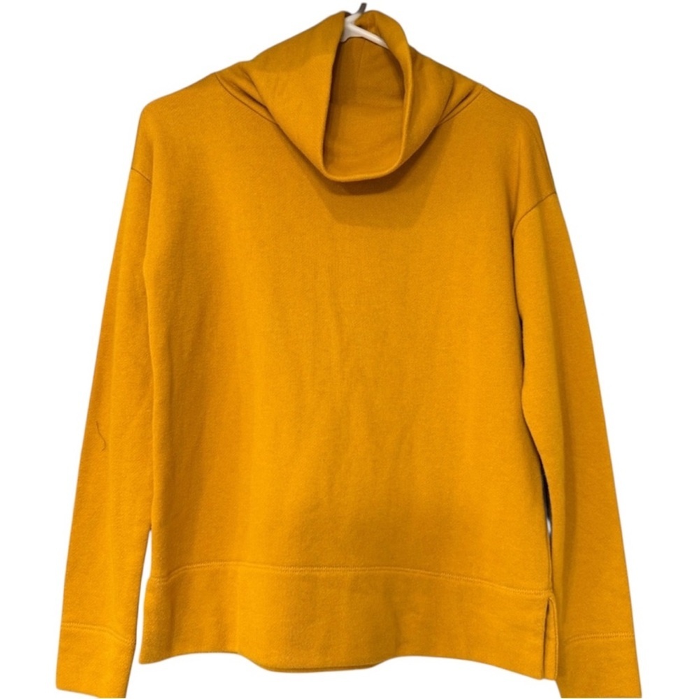 LOFT Womens Mustard Yellow Funnel Cowl Neck Sweatshirt Drop Shoulder XS 503892